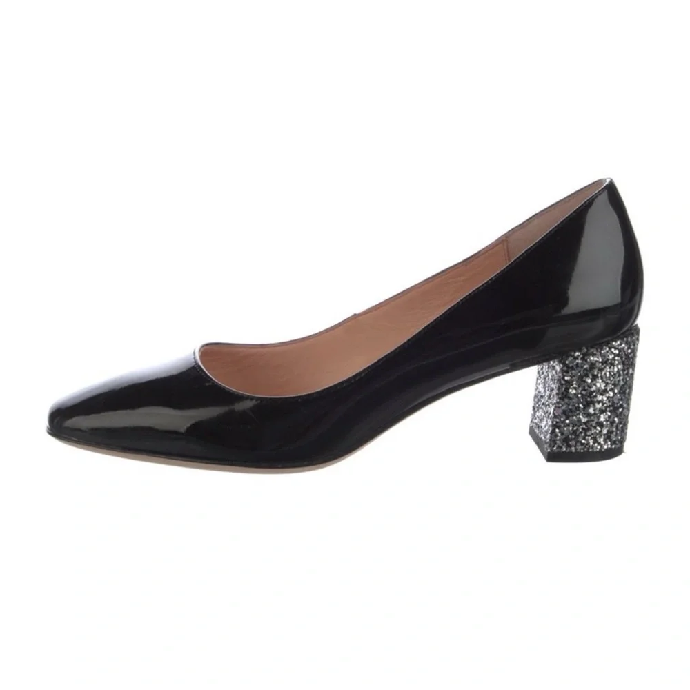 Kate Spade Glossy Black Heels with Glitter Size 7.5